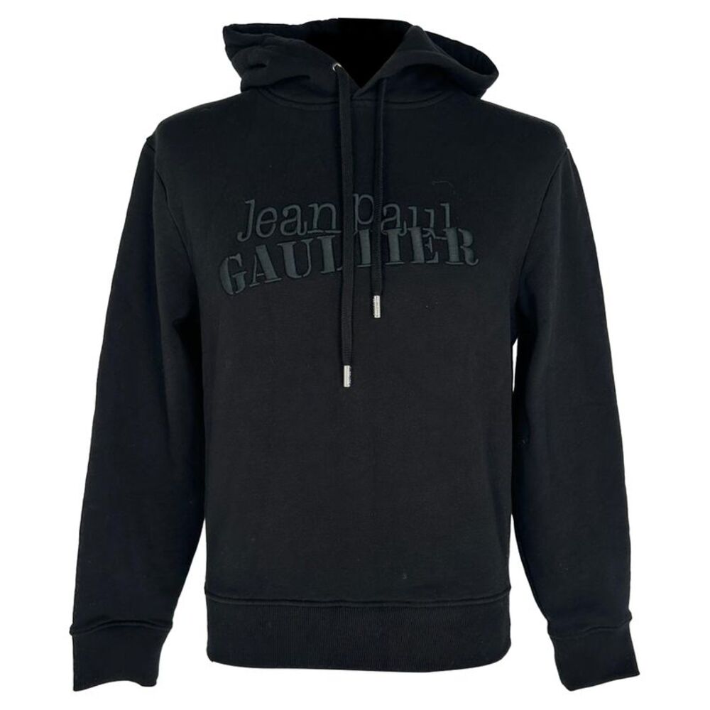 Jean Paul Gaultier Logo-Embroidered Hoodie in Black Cotton